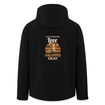 Just Freaking Love Giraffes - Men’s Recycled Softshell Jacket by Stanley/Stella - black - Back - AI Model Male 185 light (185cm)