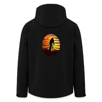 Bicyclist at sunset - gift idea - Men’s Recycled Softshell Jacket by Stanley/Stella - black - Back - AI Model Male 185 light (185cm)
