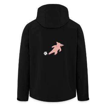 Schwein spielt Fußball - Recycelte Männer Softshell-Jacke von Stanley/Stella - Schwarz - Hinten - AI Model Male 185 light (185cm)