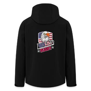 USA Rugby Vintage - Men’s Recycled Softshell Jacket by Stanley/Stella - black - Back - AI Model Male 185 light (185cm)