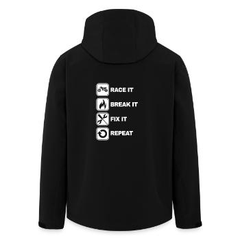 Race It Break It Fix Répétez le cadeau de motocross - Veste softshell homme en polyester recyclé Stanley/Stella - noir - Dos - AI Model Male 185 light (185cm)