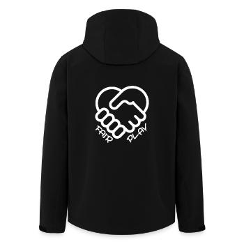 Hand heart fair play sport - Men’s Recycled Softshell Jacket by Stanley/Stella - black - Back - AI Model Male 185 light (185cm)