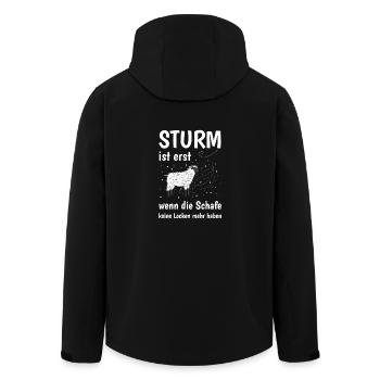 Sturm ist erst wenn die Schafe keine Locken haben - Recycelte Männer Softshell-Jacke von Stanley/Stella - Schwarz - Hinten - AI Model Male 185 light (185cm)