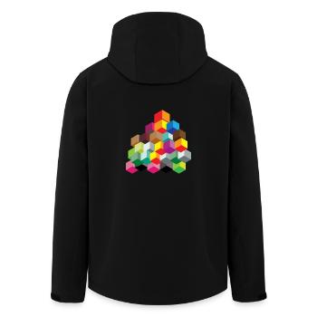Würfel bunt - Recycelte Männer Softshell-Jacke von Stanley/Stella - Schwarz - Hinten - AI Model Male 185 light (185cm)