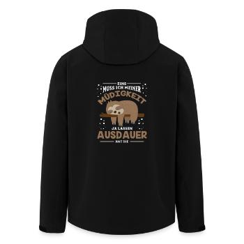 Eins muss ich meiner Müdigkeit ja lassen Faultier - Recycelte Männer Softshell-Jacke von Stanley/Stella - Schwarz - Hinten - AI Model Male 185 light (185cm)