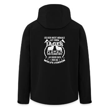 Jäger T-Shirt Leg dich niemals mit einem Jäger an - Recycelte Männer Softshell-Jacke von Stanley/Stella - Schwarz - Hinten - AI Model Male 185 light (185cm)