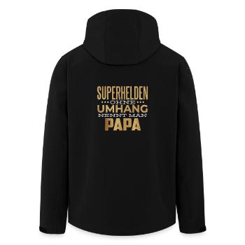 Superhelden ohne Umhang nennt man Papa - Recycelte Männer Softshell-Jacke von Stanley/Stella - Schwarz - Hinten - AI Model Male 185 light (185cm)