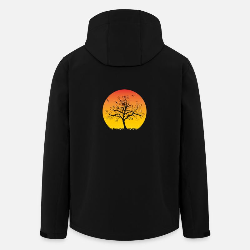 Baum Sonnenuntergang - Recycelte Männer Softshell-Jacke von Stanley/Stella - Schwarz
