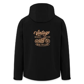 Vintage motorcycle motorcyclist - Men’s Recycled Softshell Jacket by Stanley/Stella - black - Back - AI Model Male 185 light (185cm)