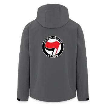 Action antifasciste, Logo Antifa, Drapeaux - Veste softshell homme en polyester recyclé Stanley/Stella - charbon - Dos - AI Model Male 185 light (185cm)