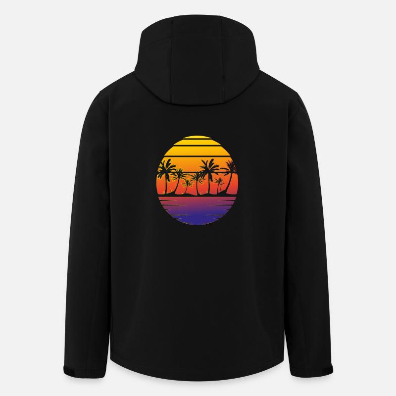 Palmiers de plage d'été - Veste softshell homme en polyester recyclé Stanley/Stella - noir