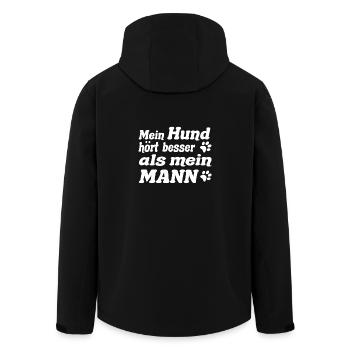 Mein Hund hört besser - Recycelte Männer Softshell-Jacke von Stanley/Stella - Schwarz - Hinten - AI Model Male 185 light (185cm)