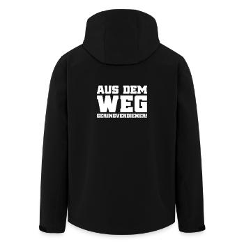 Aus Dem Weg Geringverdiener Bitcoin Miner Trader - Recycelte Männer Softshell-Jacke von Stanley/Stella - Schwarz - Hinten - AI Model Male 185 light (185cm)