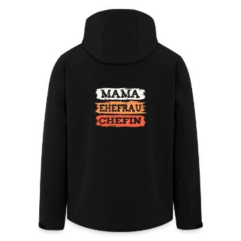 Mama Ehefrau Chefin - Recycelte Männer Softshell-Jacke von Stanley/Stella - Schwarz - Hinten - AI Model Male 185 light (185cm)