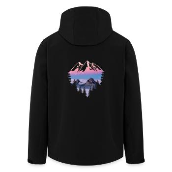 Montagne coucher de soleil - Veste softshell homme en polyester recyclé Stanley/Stella - noir - Dos - AI Model Male 185 light (185cm)