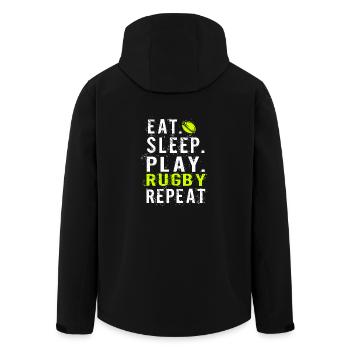 Eat sleep Rugby - Recycelte Männer Softshell-Jacke von Stanley/Stella - Schwarz - Hinten - AI Model Male 185 light (185cm)