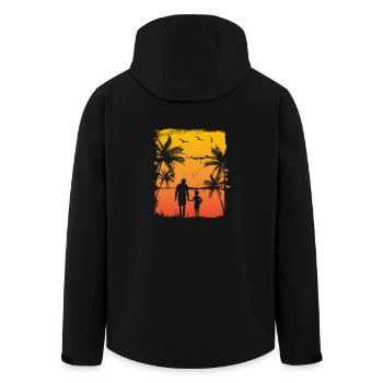 Father and son - Men’s Recycled Softshell Jacket by Stanley/Stella - black - Back - AI Model Male 185 light (185cm)