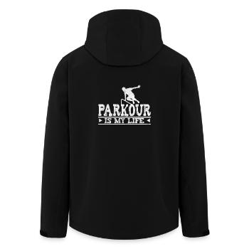 parkour - Men’s Recycled Softshell Jacket by Stanley/Stella - black - Back - AI Model Male 185 light (185cm)