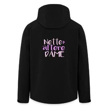 Nette ältere Dame - Recycelte Männer Softshell-Jacke von Stanley/Stella - Schwarz - Hinten - AI Model Male 185 light (185cm)