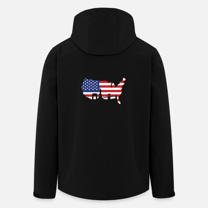 Drapeau usa - Veste softshell homme en polyester recyclé Stanley/Stella - noir