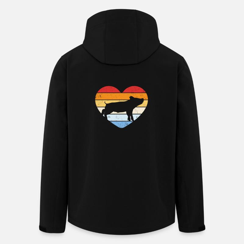 Retro Herz Ferkel schwein - Recycelte Männer Softshell-Jacke von Stanley/Stella - Schwarz