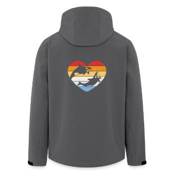 vintage orca heart - Men’s Recycled Softshell Jacket by Stanley/Stella - black - Back - AI Model Male 185 light (185cm)