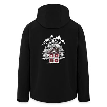 Wald Haus Hütte Winter Tannen Romantisch - Recycelte Männer Softshell-Jacke von Stanley/Stella - Schwarz - Hinten - AI Model Male 185 light (185cm)