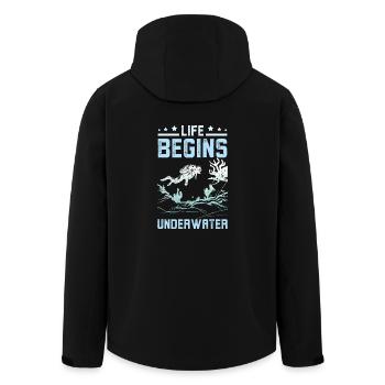 Life Begins underwater - Recycelte Männer Softshell-Jacke von Stanley/Stella - Schwarz - Hinten - AI Model Male 185 light (185cm)