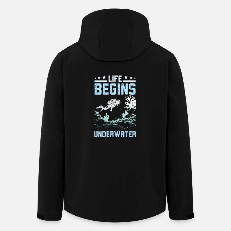 Life Begins underwater - Men’s Recycled Softshell Jacket by Stanley/Stella - black