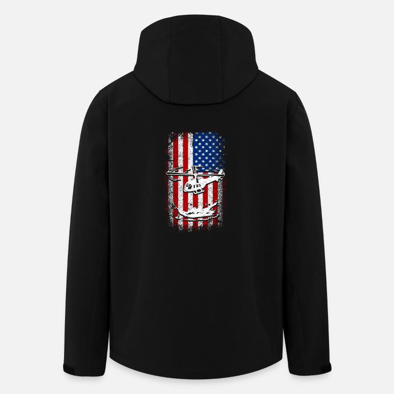 Usa American Flag Helicopter - Men’s Recycled Softshell Jacket by Stanley/Stella - black