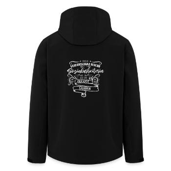Sozialarbeiterin August Geburtstag Sprüche - Recycelte Männer Softshell-Jacke von Stanley/Stella - Schwarz - Hinten - AI Model Male 185 light (185cm)