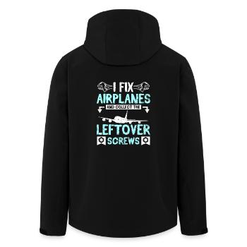 I fix airplanes and collect the leftover screws - Men’s Recycled Softshell Jacket by Stanley/Stella - black - Back - AI Model Male 185 light (185cm)
