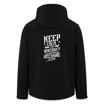 Keep calm the aircraft mechanic is here - Men’s Recycled Softshell Jacket by Stanley/Stella - black - Back - AI Model Male 185 light (185cm)
