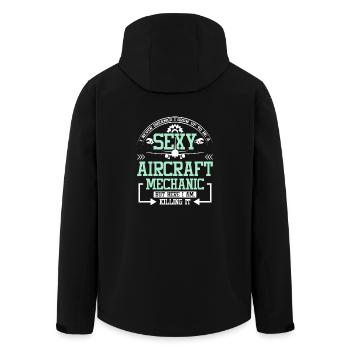 Sexy aircraft mechanic - Men’s Recycled Softshell Jacket by Stanley/Stella - black - Back - AI Model Male 185 light (185cm)