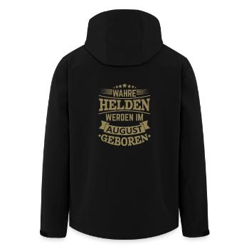 Wahre Helden wurden im August geboren - Recycelte Männer Softshell-Jacke von Stanley/Stella - Schwarz - Hinten - AI Model Male 185 light (185cm)