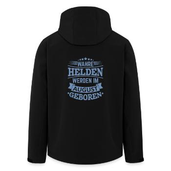 Wahre Helden wurden im August geboren - Recycelte Männer Softshell-Jacke von Stanley/Stella - Schwarz - Hinten - AI Model Male 185 light (185cm)