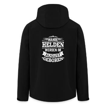 Wahre Helden wurden im August geboren - Recycelte Männer Softshell-Jacke von Stanley/Stella - Schwarz - Hinten - AI Model Male 185 light (185cm)