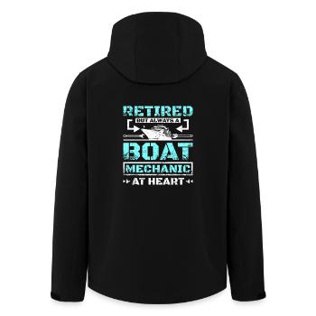 Retired but always a boat mechanic at heart - Men’s Recycled Softshell Jacket by Stanley/Stella - black - Back - AI Model Male 185 light (185cm)