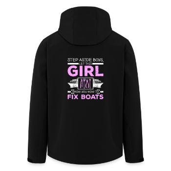 Woman Girl fix boats - Recycelte Männer Softshell-Jacke von Stanley/Stella - Schwarz - Hinten - AI Model Male 185 light (185cm)