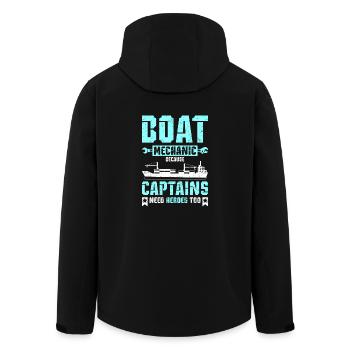 Boat mechanic because captains need heroes too - Men’s Recycled Softshell Jacket by Stanley/Stella - black - Back - AI Model Male 185 light (185cm)