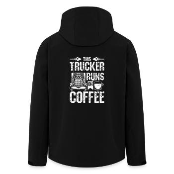 This trucker runs on coffee - Recycelte Männer Softshell-Jacke von Stanley/Stella - Schwarz - Hinten - AI Model Male 185 light (185cm)