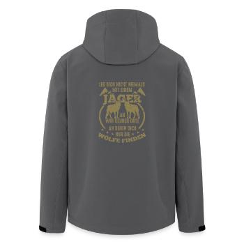 Jäger T-Shirt Leg dich niemals mit einem Jäger an - Recycelte Männer Softshell-Jacke von Stanley/Stella - Schwarz - Hinten - AI Model Male 185 light (185cm)