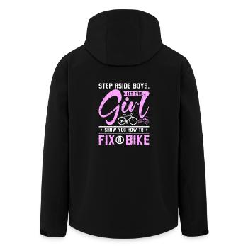 Laissez cette fille vous montrer comment réparer un vélo - Veste softshell homme en polyester recyclé Stanley/Stella - noir - Dos - AI Model Male 185 light (185cm)