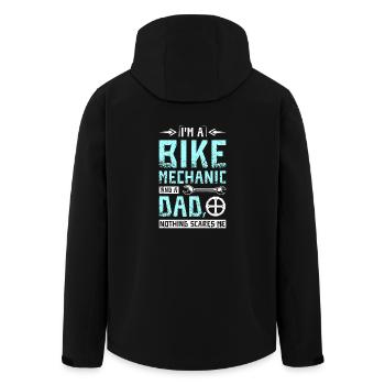 Im a bike mechanic and a dad nothing scares me - Men’s Recycled Softshell Jacket by Stanley/Stella - black - Back - AI Model Male 185 light (185cm)