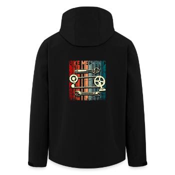 Retro vintage bike mechanic - Men’s Recycled Softshell Jacket by Stanley/Stella - black - Back - AI Model Male 185 light (185cm)