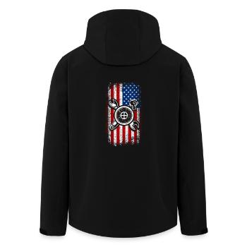 Usa american flag bike mecahnic - Men’s Recycled Softshell Jacket by Stanley/Stella - black - Back - AI Model Male 185 light (185cm)