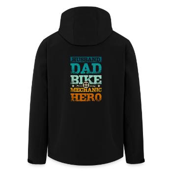 Husband dad bike mechanic hero - Men’s Recycled Softshell Jacket by Stanley/Stella - black - Back - AI Model Male 185 light (185cm)