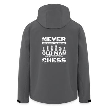 Ne jamais sous-estimer un vieil homme qui joue aux échecs - Veste softshell homme en polyester recyclé Stanley/Stella - charbon - Dos - AI Model Male 185 light (185cm)