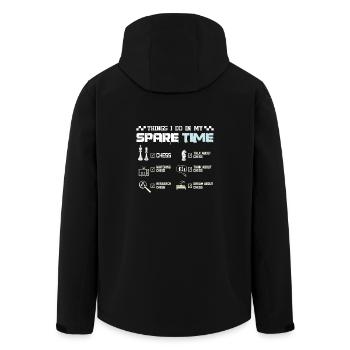Thinags I do in my spare tieme play chess - Men’s Recycled Softshell Jacket by Stanley/Stella - black - Back - AI Model Male 185 light (185cm)