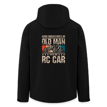 Vieil homme avec sa voiture rc - Veste softshell homme en polyester recyclé Stanley/Stella - noir - Dos - AI Model Male 185 light (185cm)